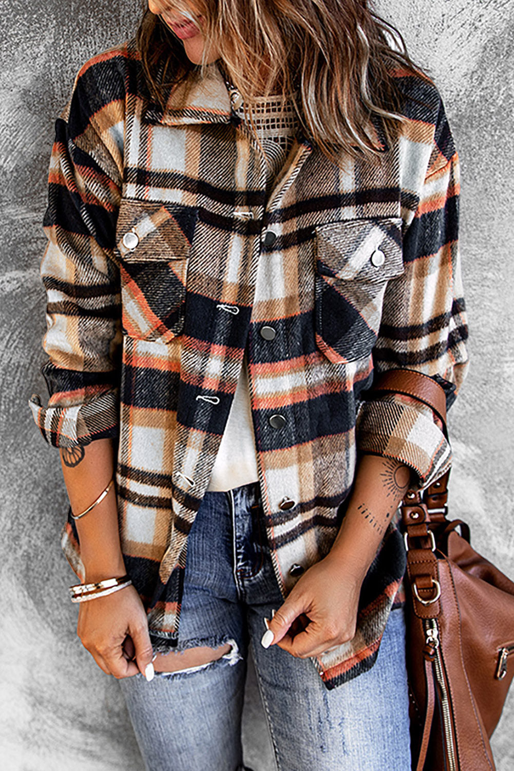 Plaid Print, Pocketed Shacket