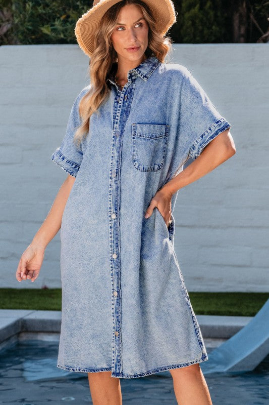 Loose-Fit Chambray Dress