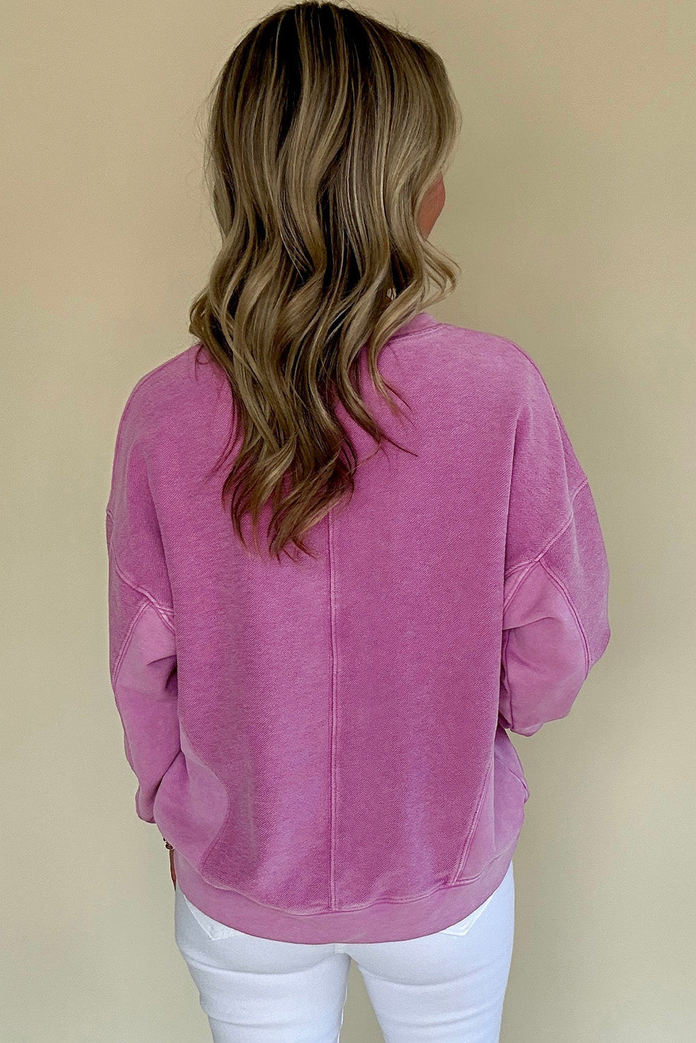 Notched Neck Drop Shoulder Sweatshirt