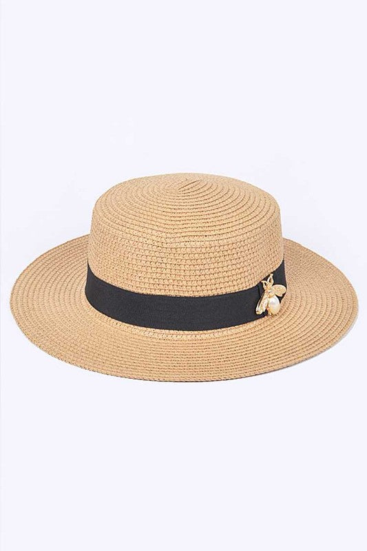 Iconic Bee Accent, Straw Fedora Hat