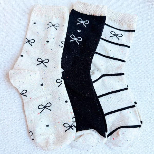 Unique Bow Socks - Set Of 3