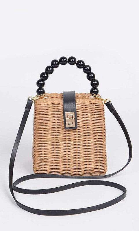 Straw Swing Bag w/Beaded Handle