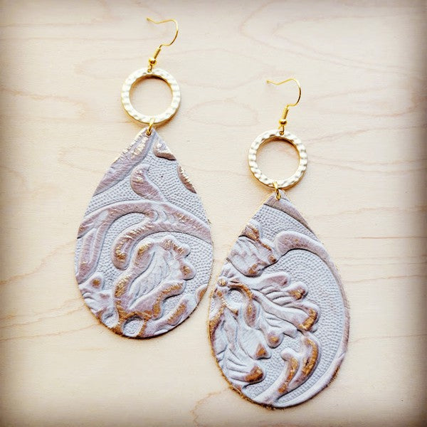 Western Inspired Teardrop Earrings w/Matte Gold Hoop