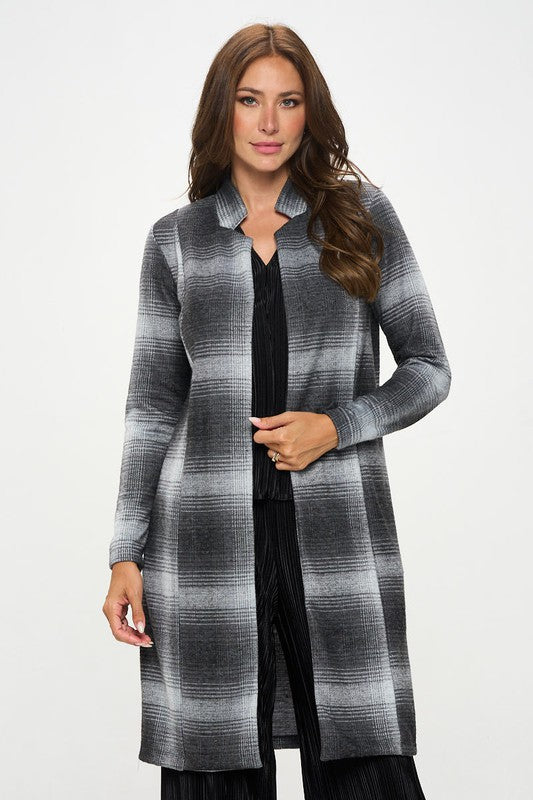 Plaid Open Front Coat
