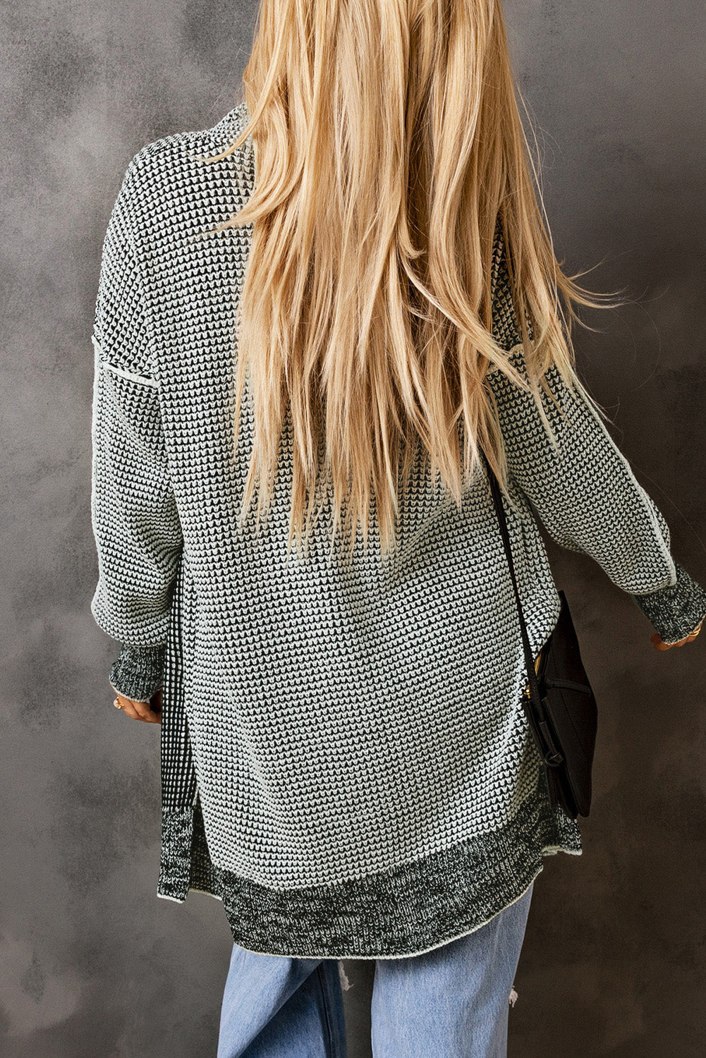 Plaid, Open Front Knit Cardigan - Plus Size