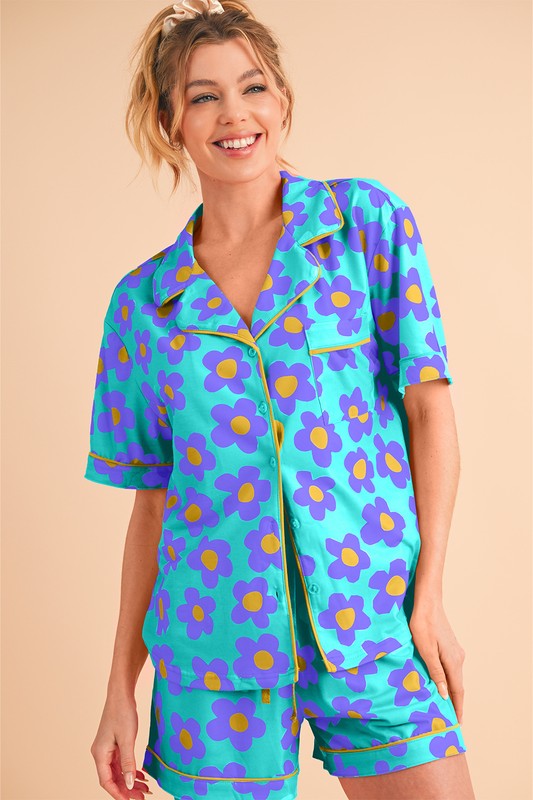 Short Sleeve Floral Pajama Set