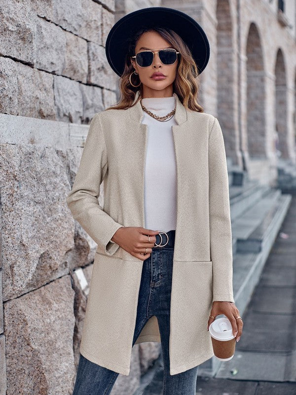 Open-Front Long Blazer