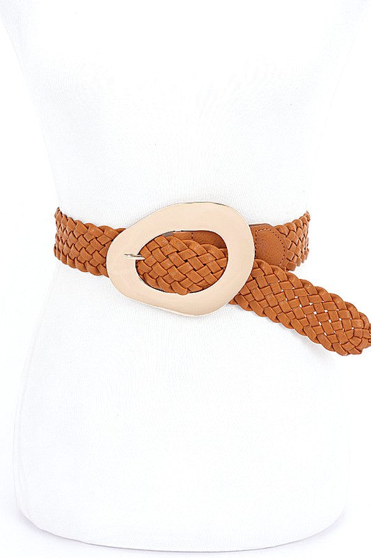 Shiny Buckle, Braided Fashion Belt