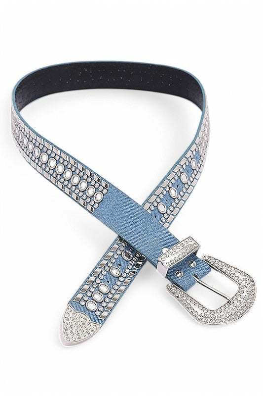 Denim and Rhinestone Western Belt