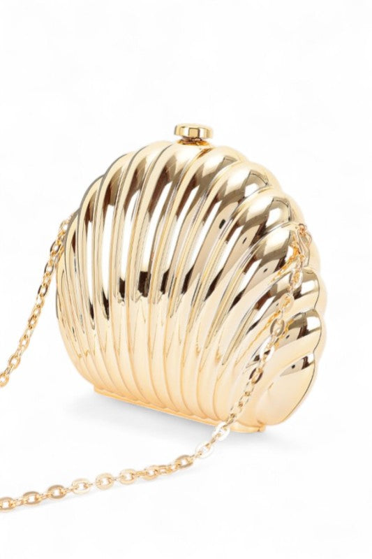 Gold or Silver Clamshell Clutch