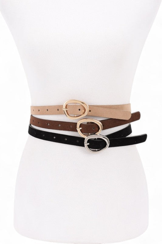 Faux Suede Skinny - 3 Belts in Set