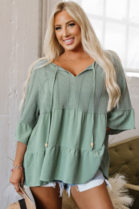 Split Neck Textured Top