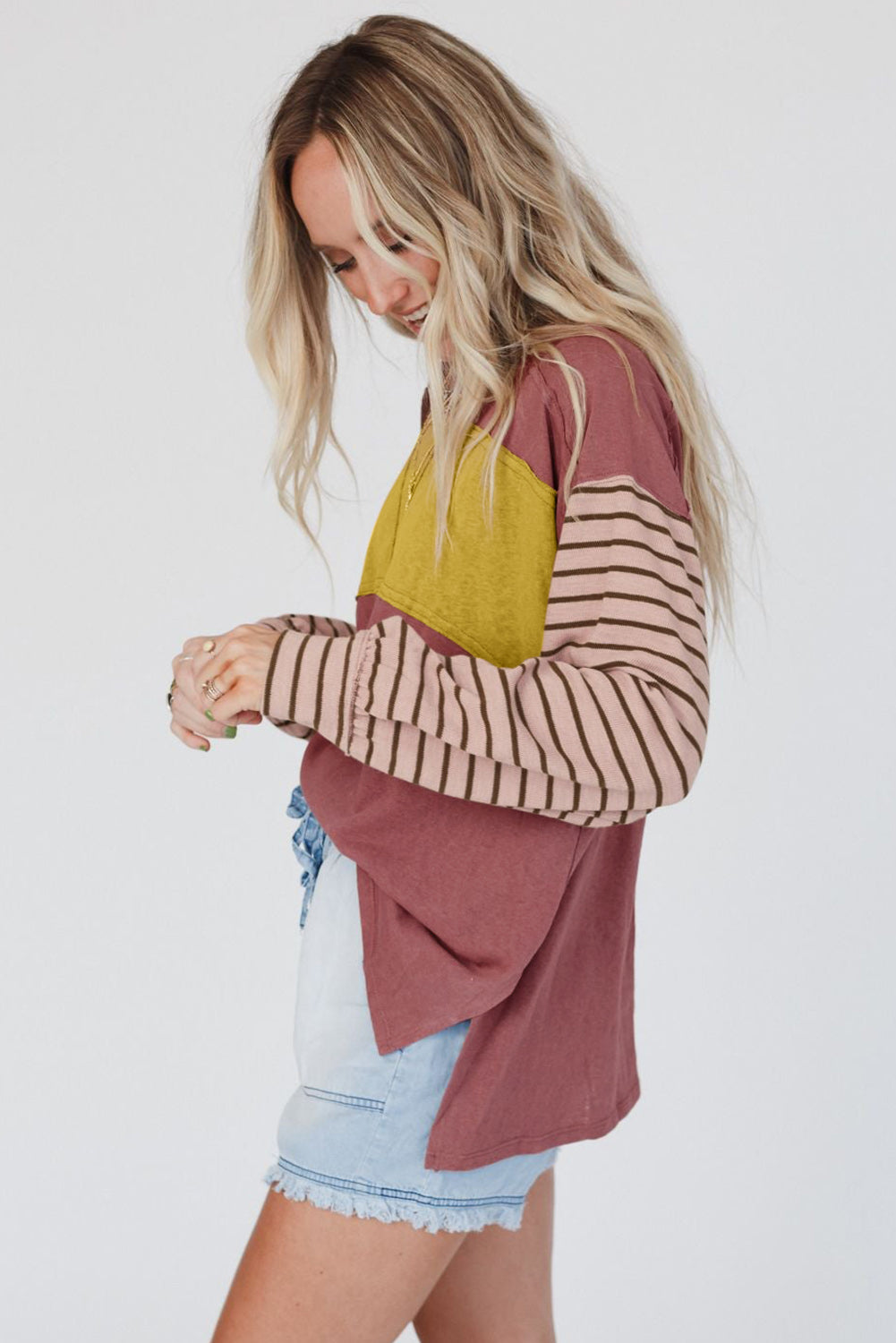 Color-blocked, Bishop Sleeve Top