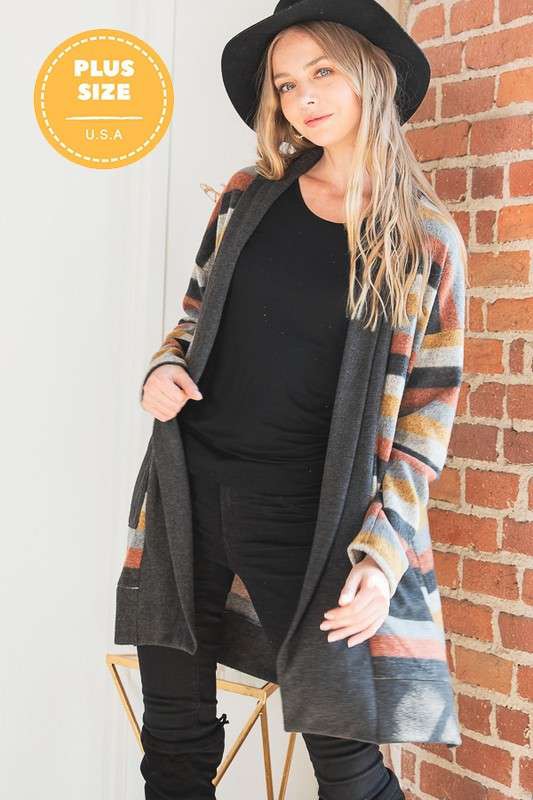 Multi-Colored, Striped Cardigan