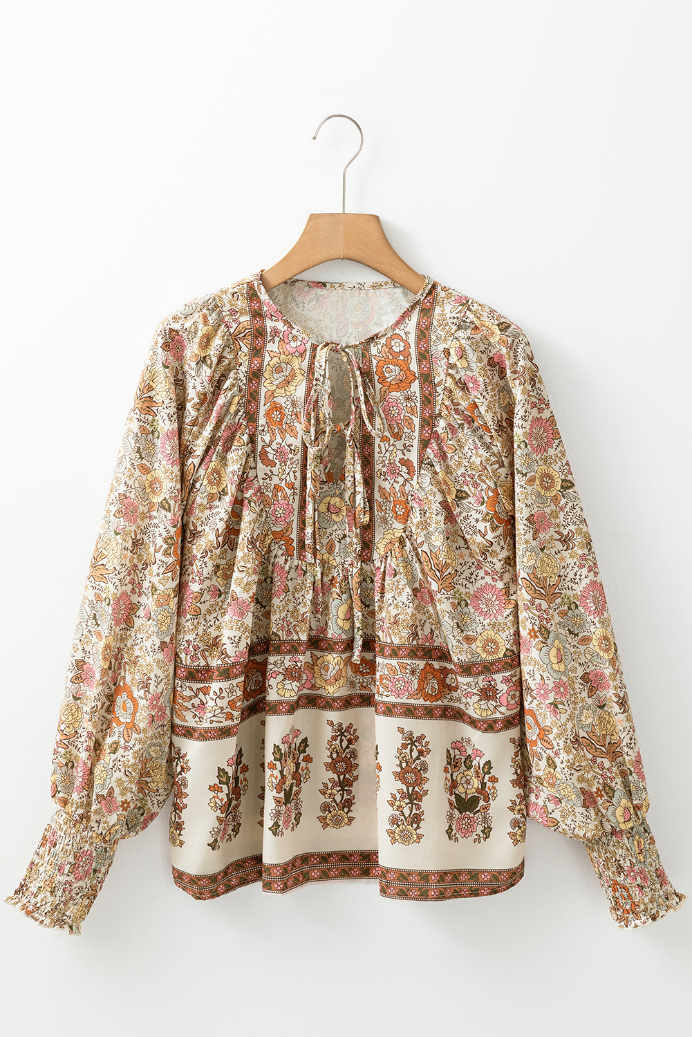 Feminine Floral Print, Lantern Sleeve Blouse