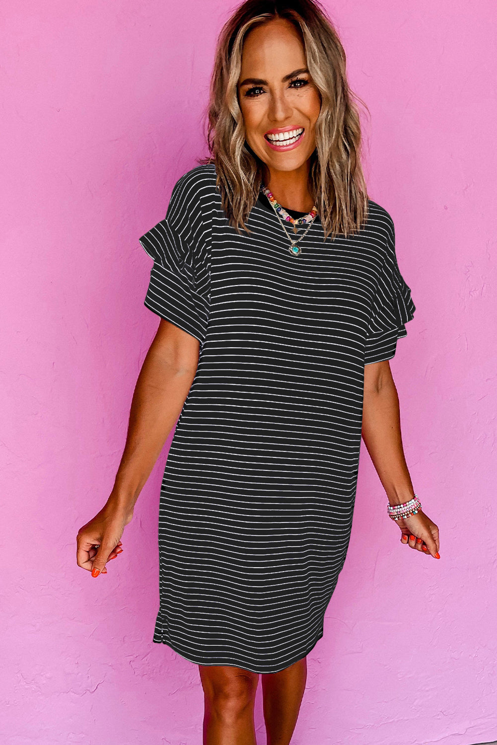 Striped Short Sleeve, T-Shirt Mini Dress