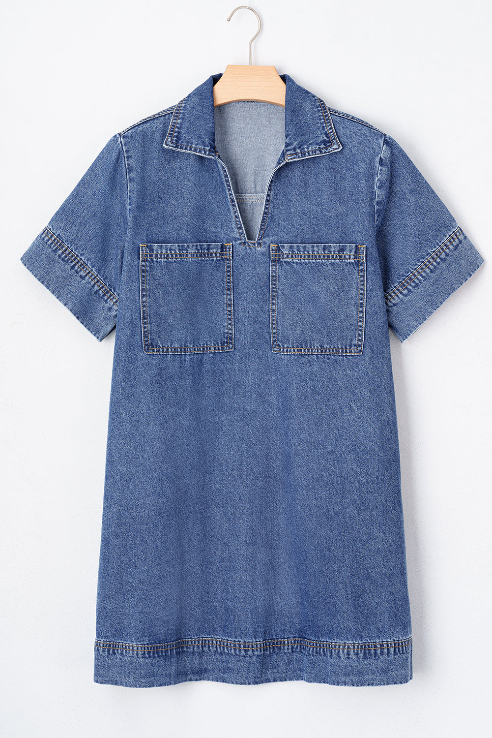 Short Sleeve Denim Mini Dress