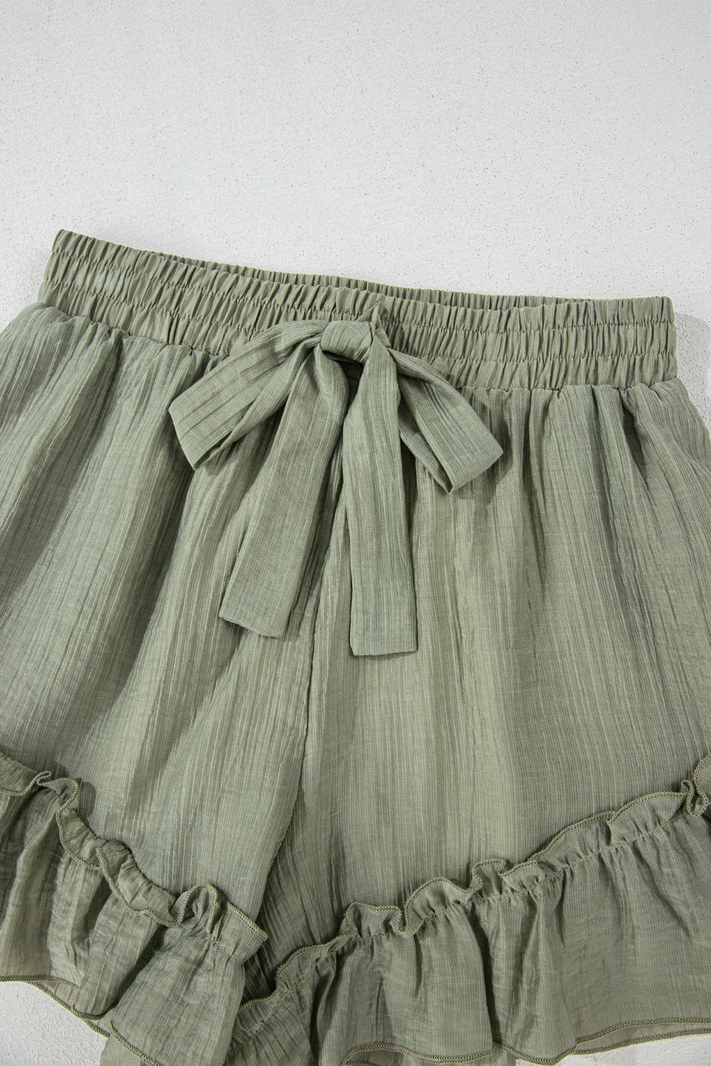 Laurel Green Ruffle Hem Shorts - Tie Waist