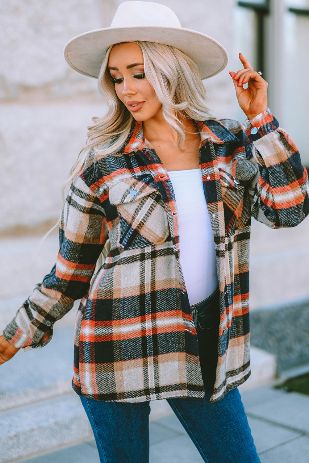 Plaid Print, Pocketed Shacket