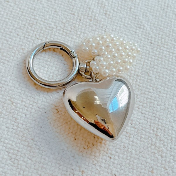 Puff Heart, Pearl Heart Bag Charm