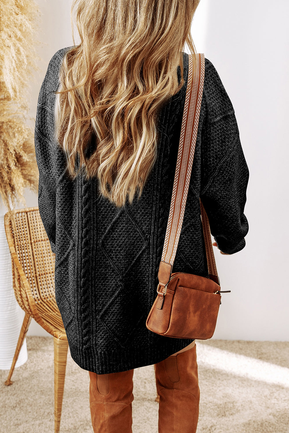 Cable-Knit, Loose Fit, Sweater Dress