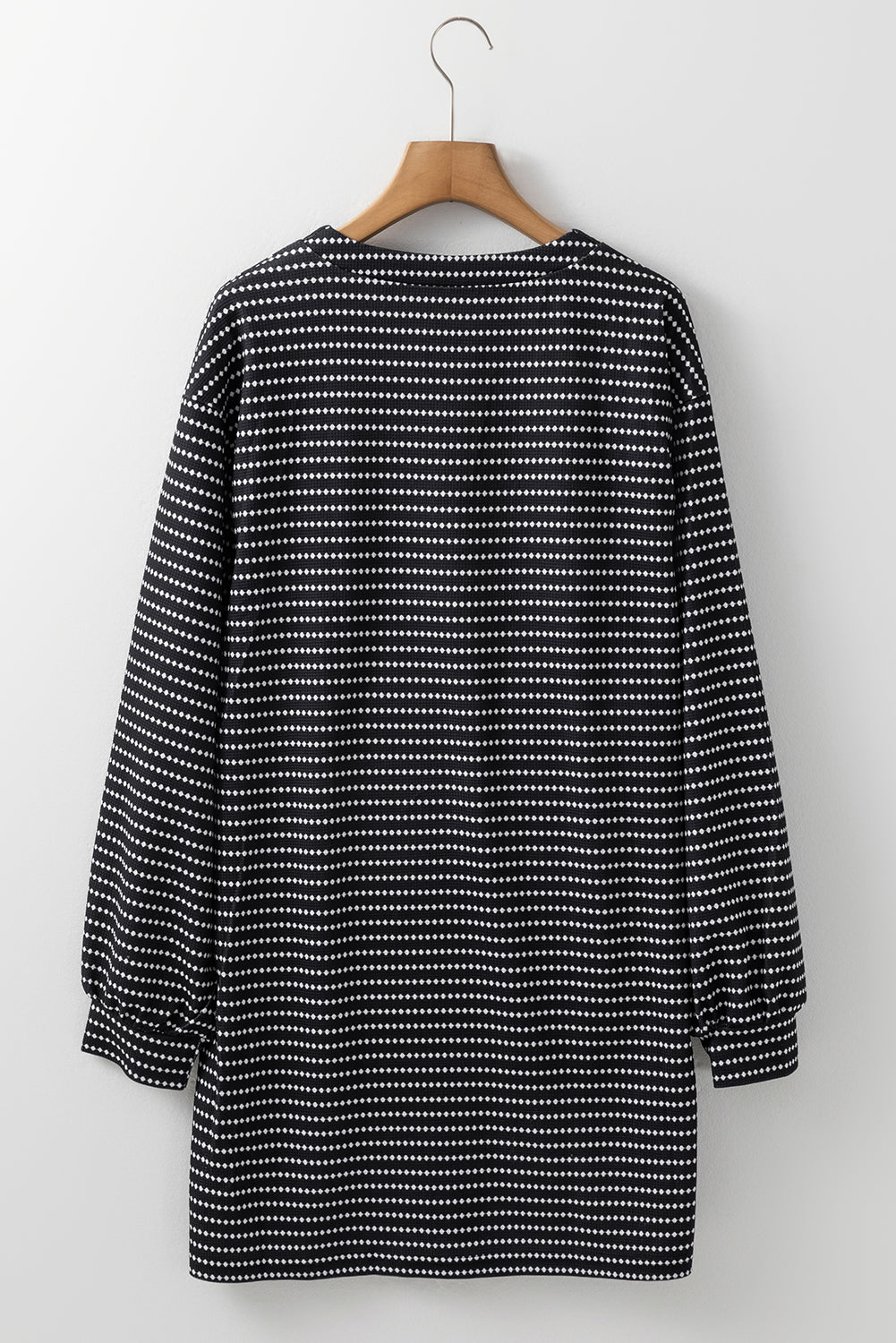 Striped Long Sleeve Shift Dress - V-Neck