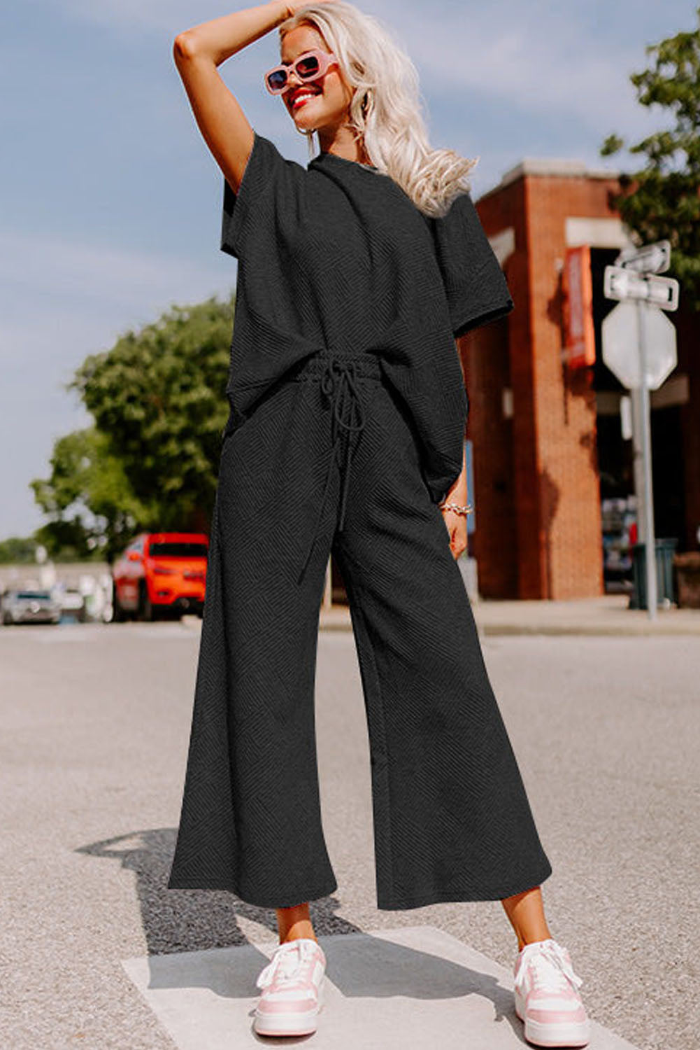 Loose Fit T-Shirt and Drawstring Pants Set