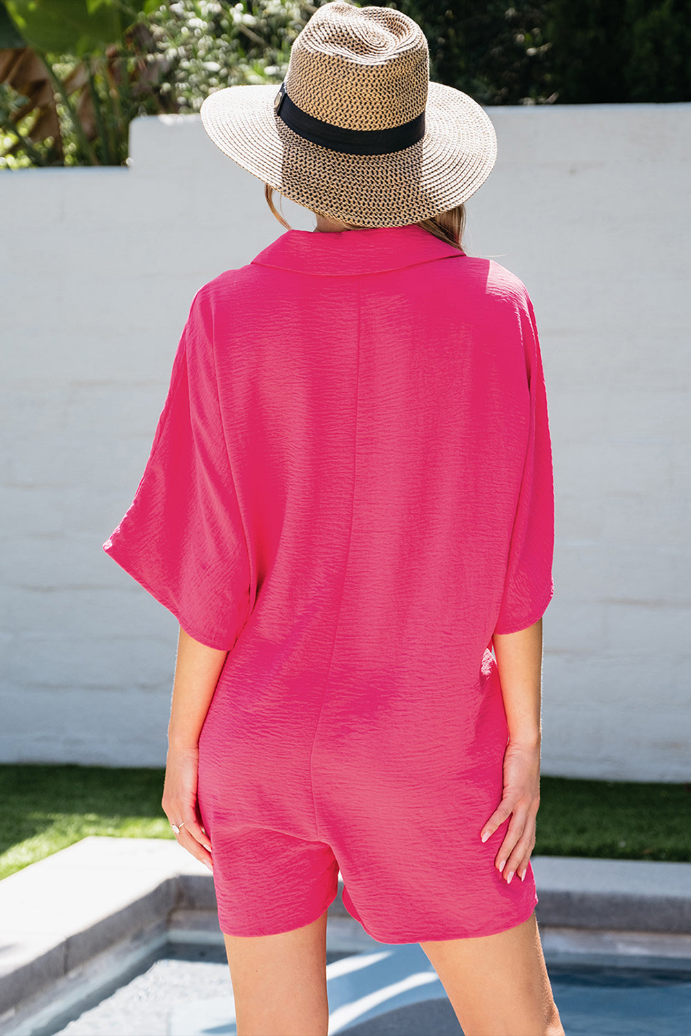 Bright Pink Loose Romper - Plus Sizes