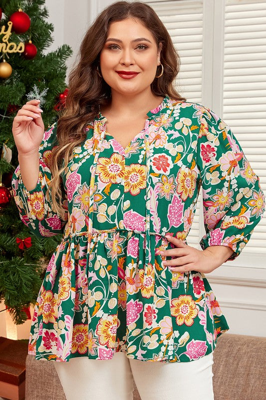 V-Neck Babydoll Top - Plus Sizes