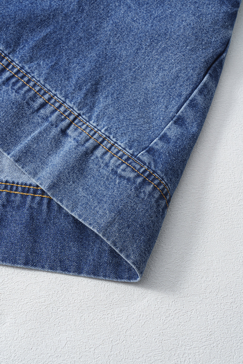Short Sleeve Denim Mini Dress