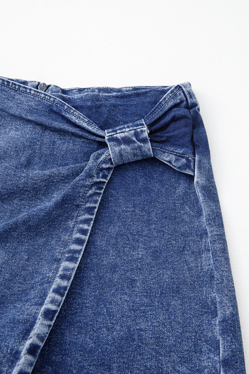 Sail Blue Acid Wash Denim Skort - Asymmetric, Zipped