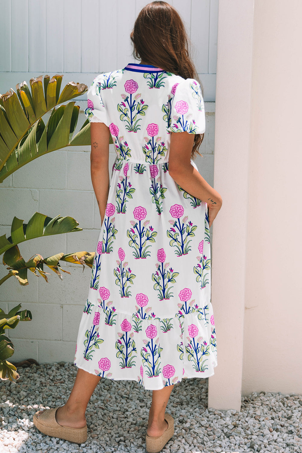 Sky-Blue Floral Maxi Dress