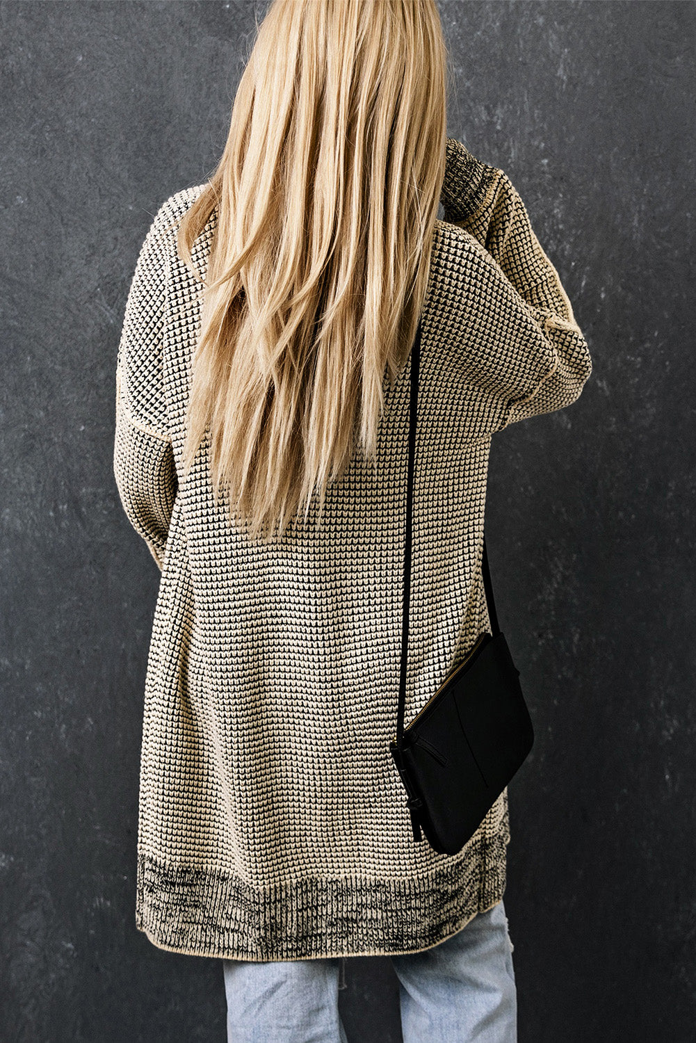 Plaid, Open Front Knit Cardigan - Plus Size