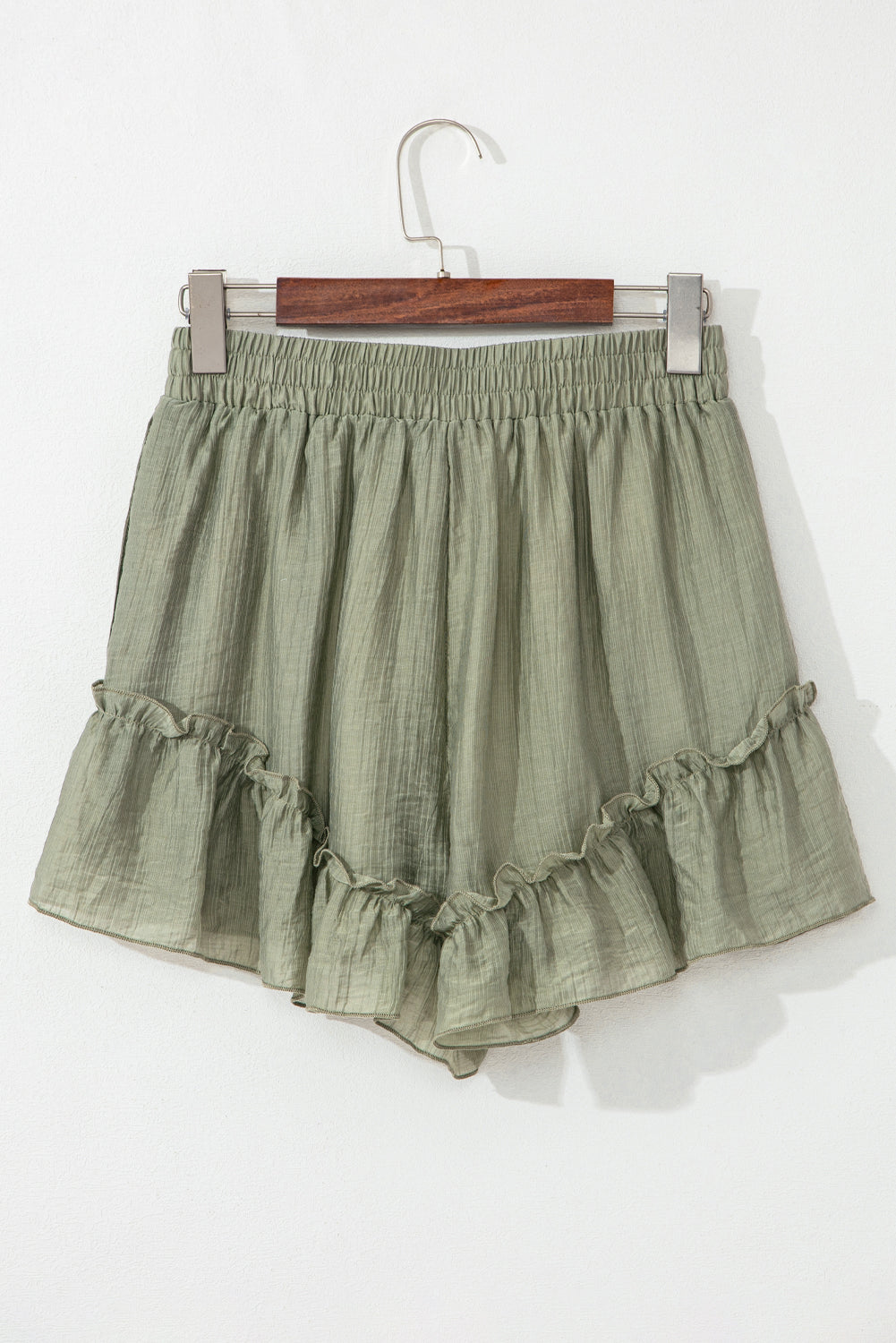 Laurel Green Ruffle Hem Shorts - Tie Waist
