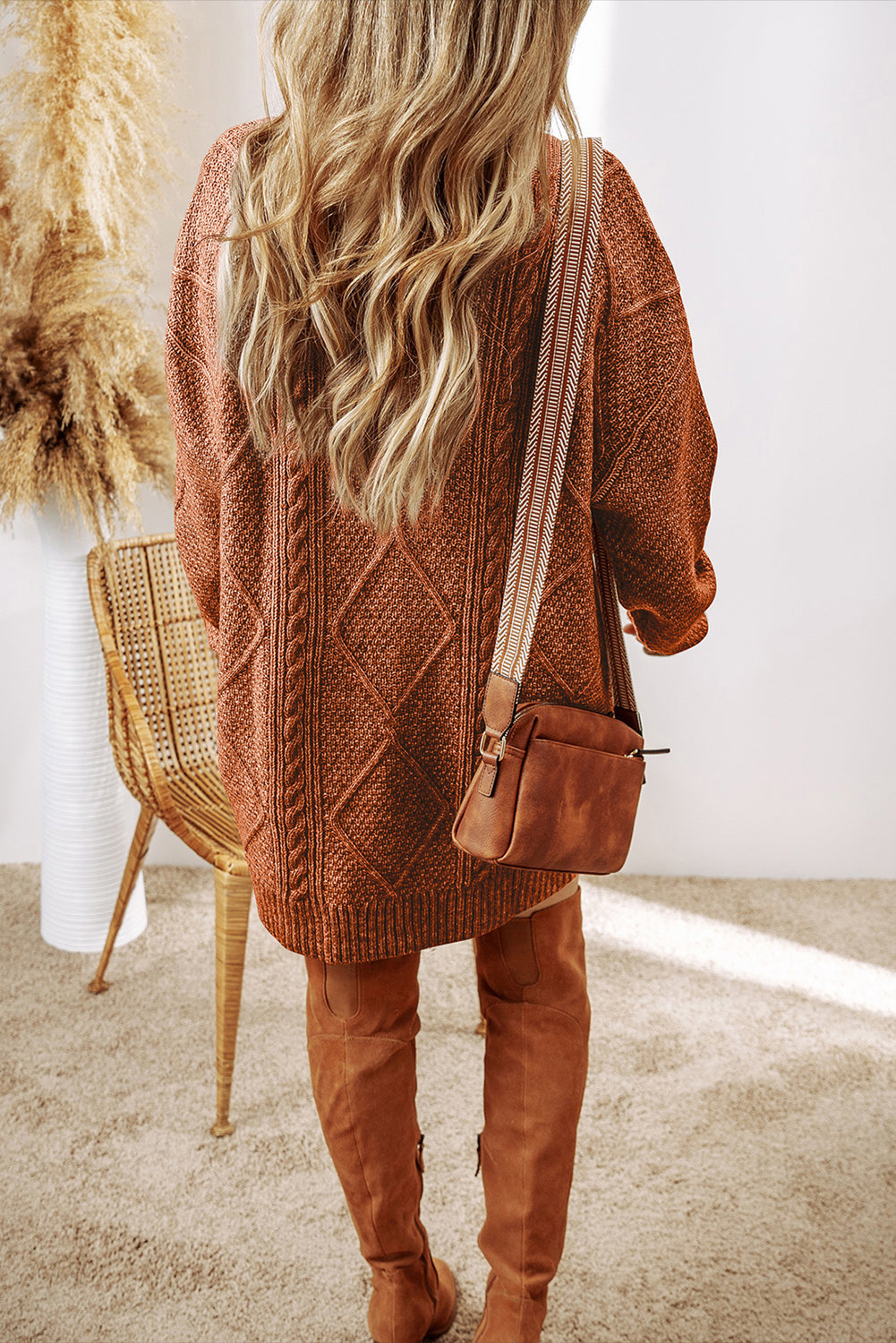 Cable-Knit, Loose Fit, Sweater Dress
