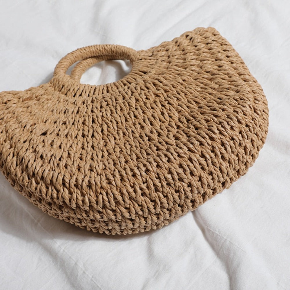 Semi-Circle Straw Bag - Top Handle