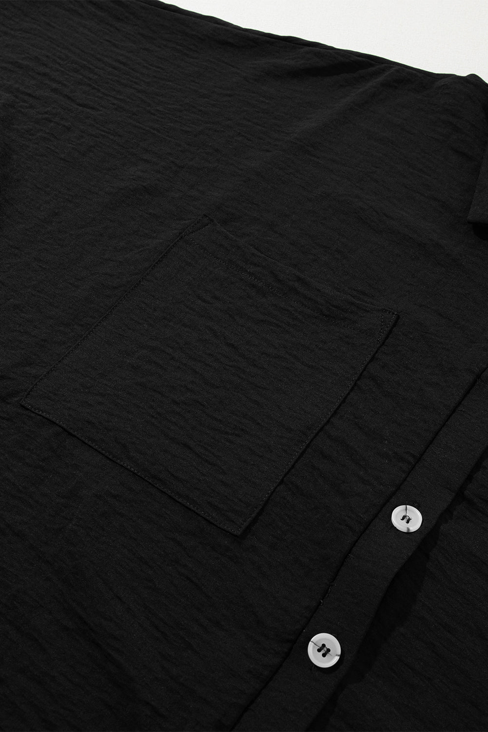 Black Loose Romper - Half Button, Collared
