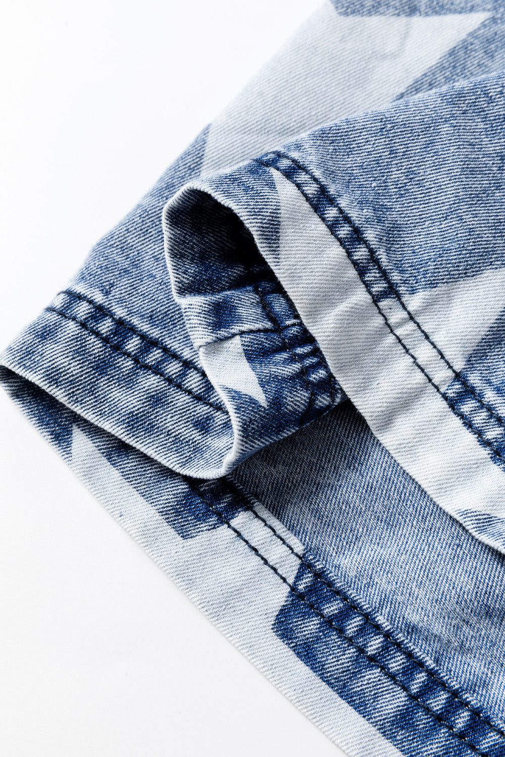 Light Blue, Star Print, Wide Leg Jeans - Light Wash, Drawstring Elastic Waistband