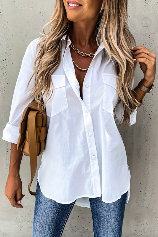Long-Sleeved White Blouse