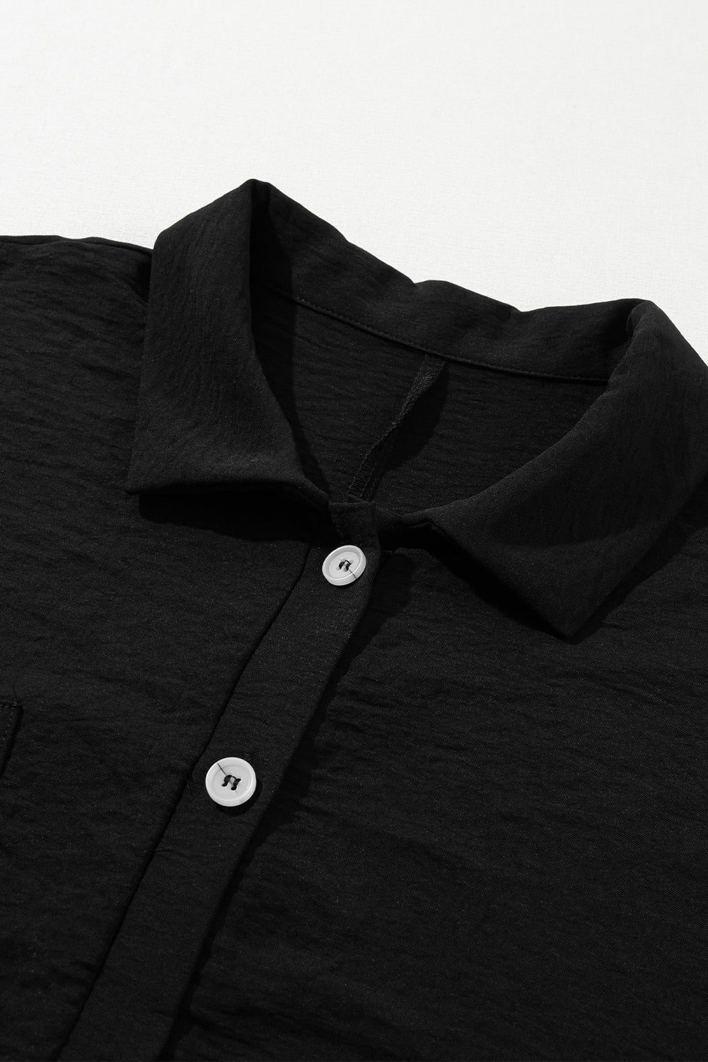 Black Loose Romper - Half Button, Collared