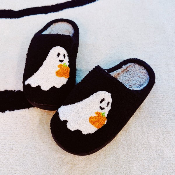 Cozy Spooky Ghost Slippers