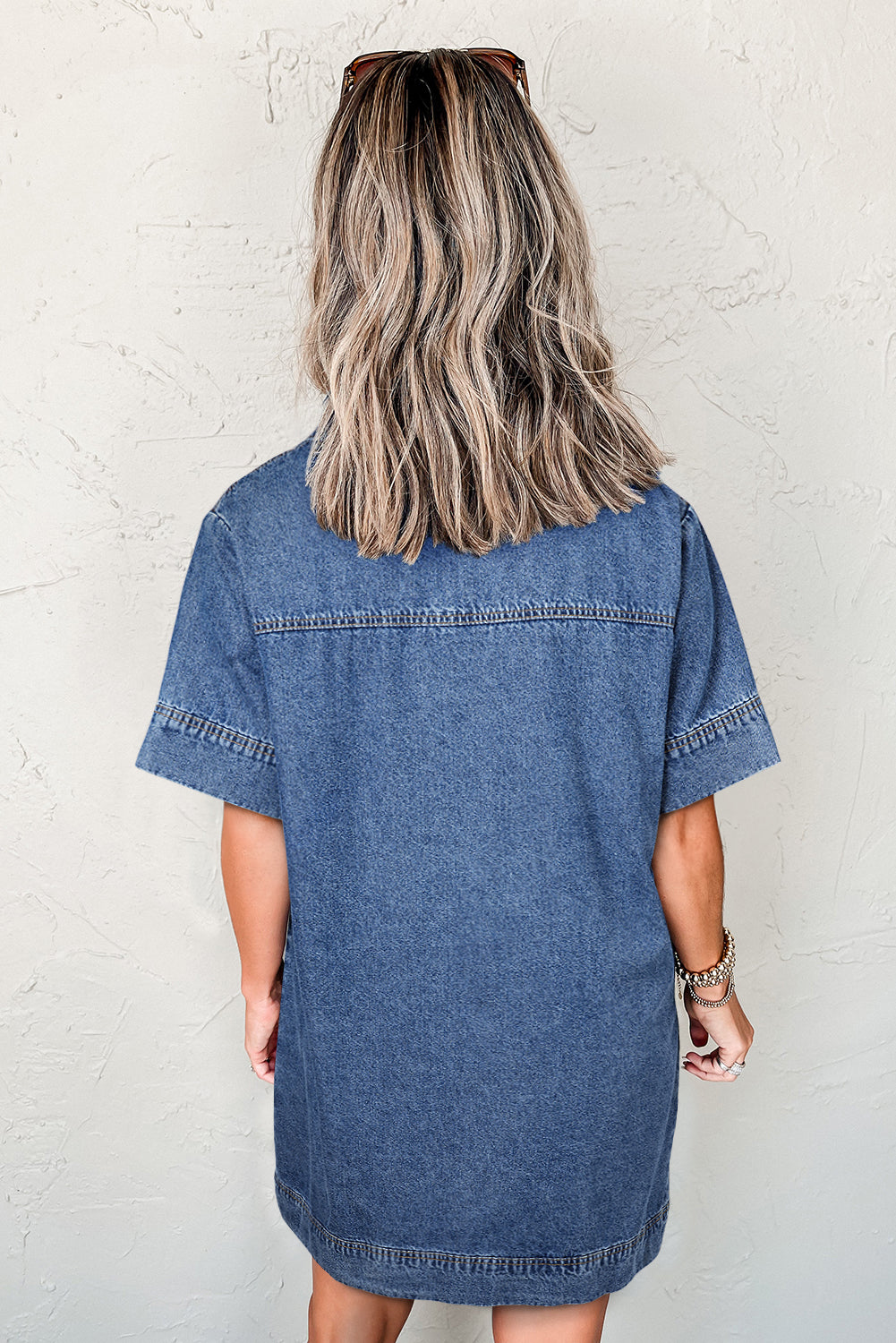 Short Sleeve Denim Mini Dress