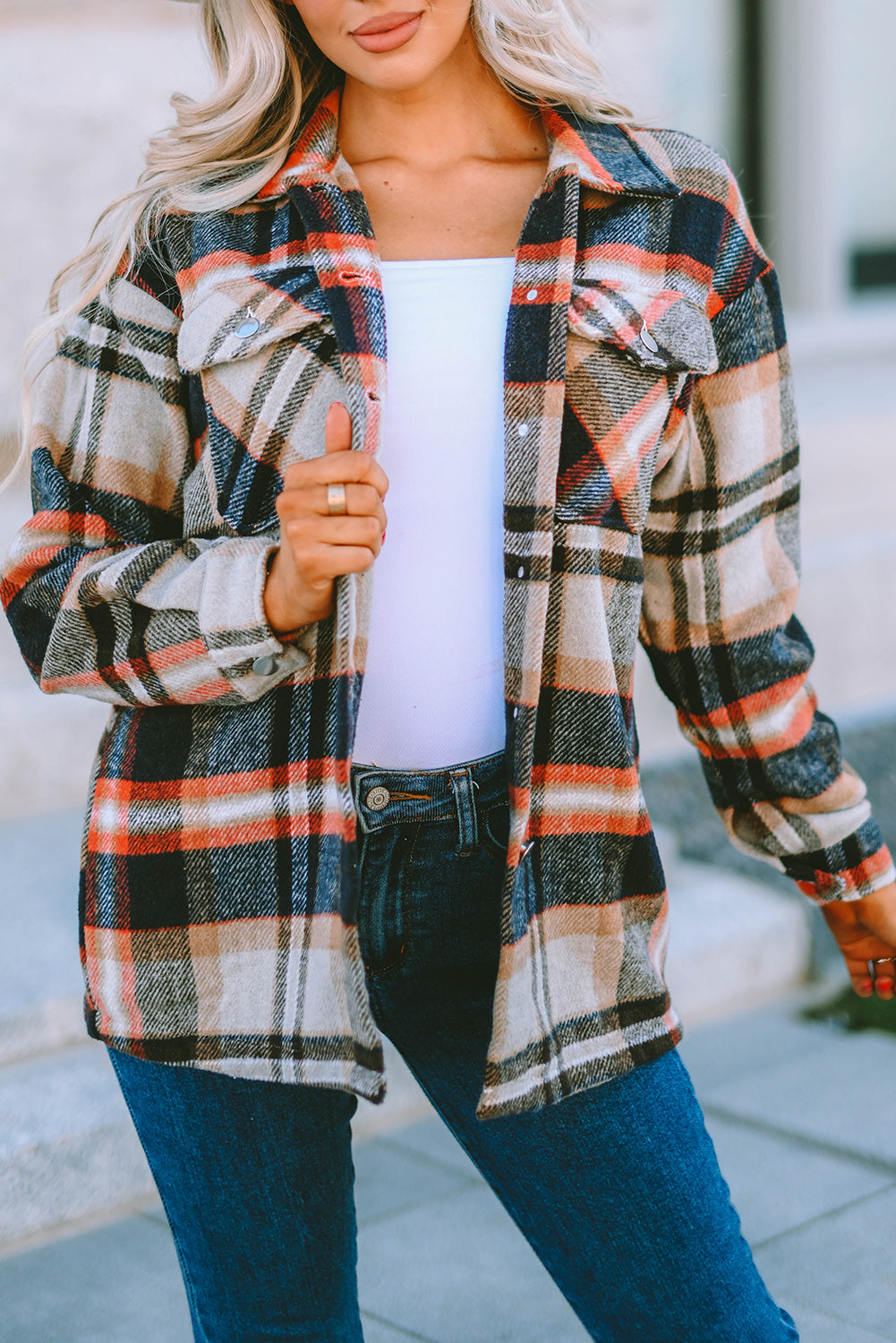 Plaid Print, Pocketed Shacket