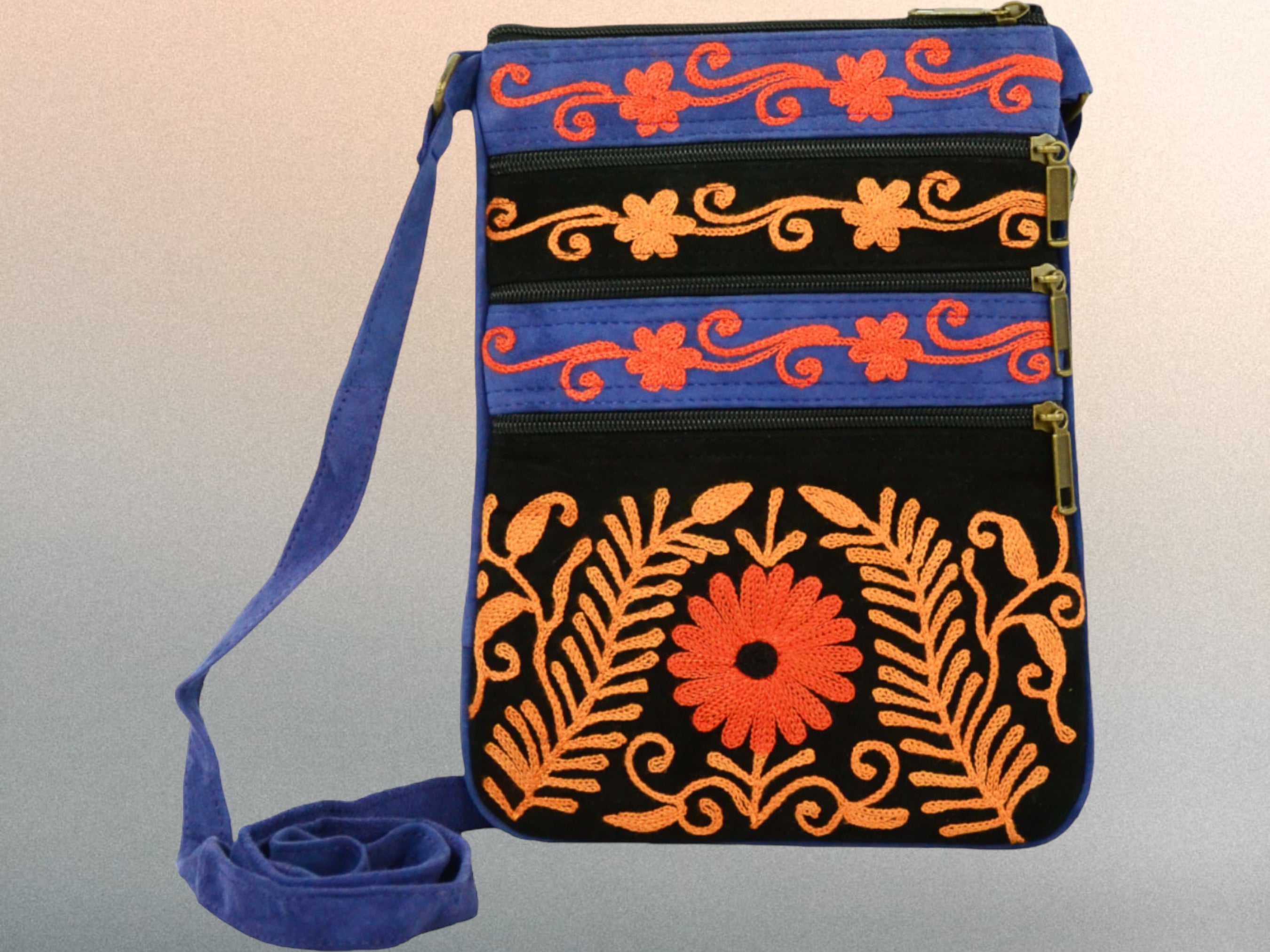 Tangerine and Blue Crossbody Bag