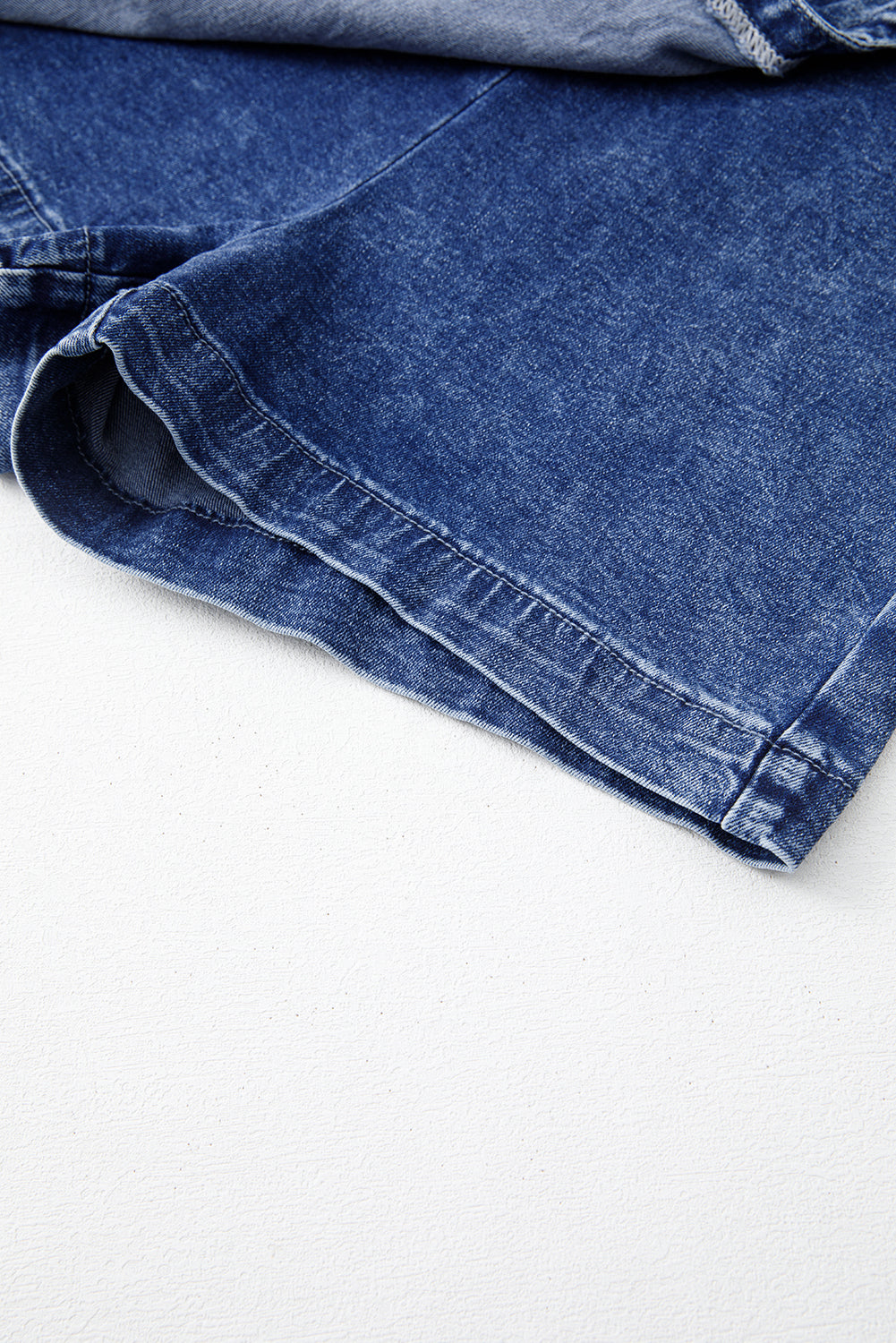 Sail Blue Acid Wash Denim Skort - Asymmetric, Zipped