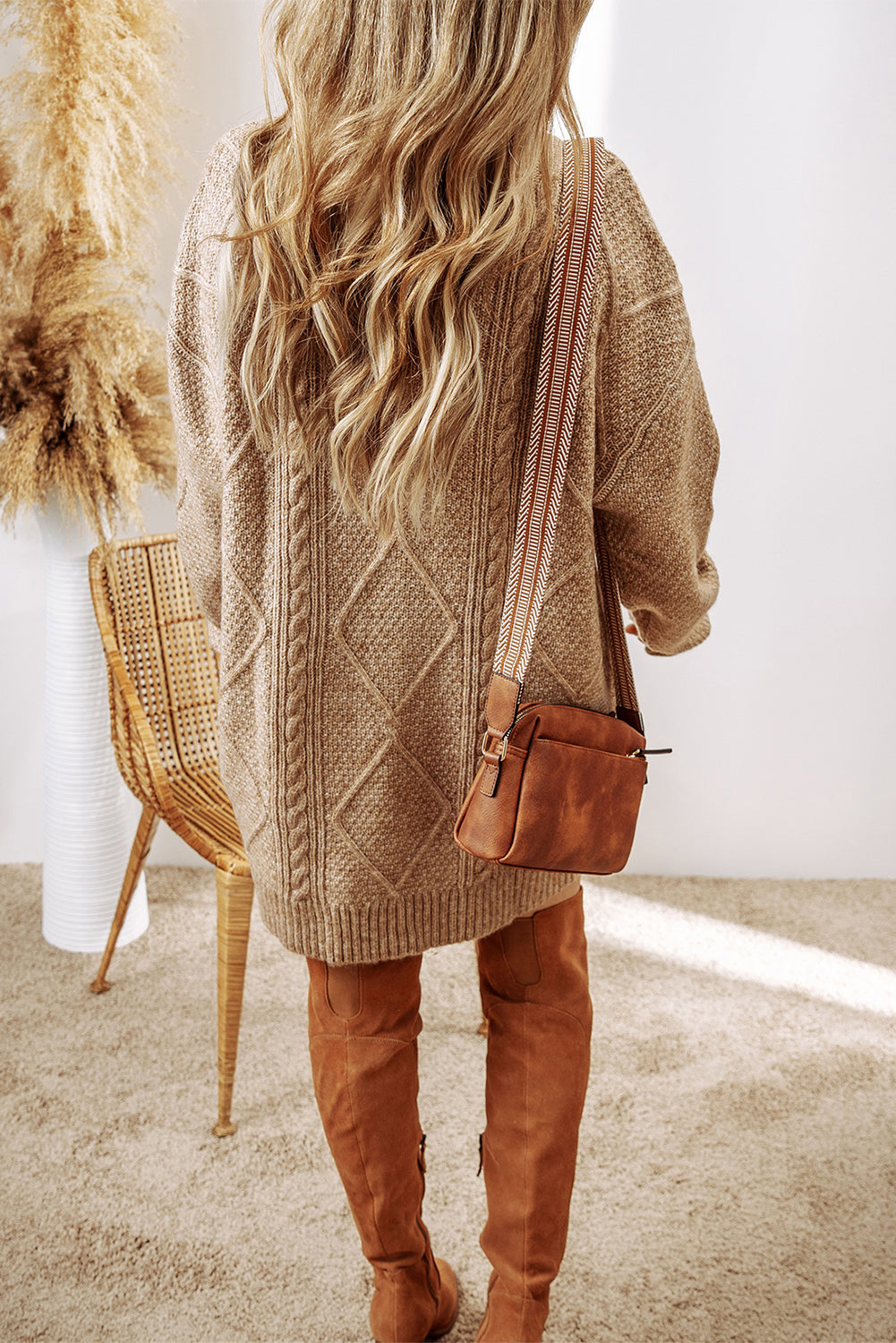 Cable-Knit, Loose Fit, Sweater Dress