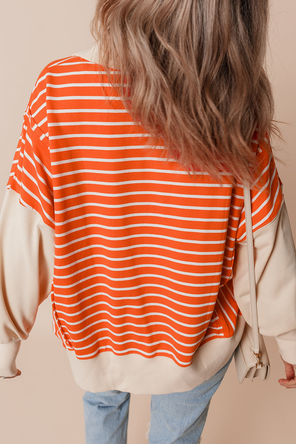 Orange Stripe, Drop Shoulder Sweatshirt